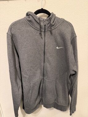 Nike Gray Zip Hoodie with White Swoosh